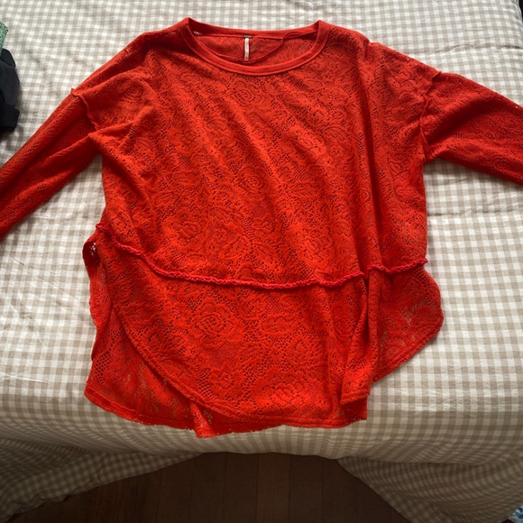 Free People Coral Red Sweater - Picture 1 of 3